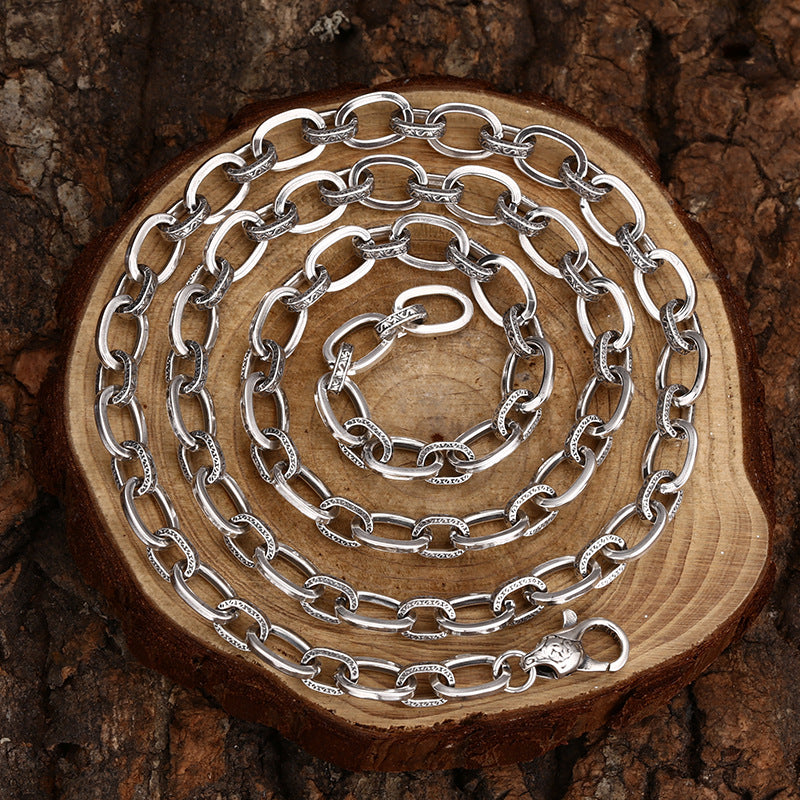 Men’s Sterling Silver Textured Oval Link Chain