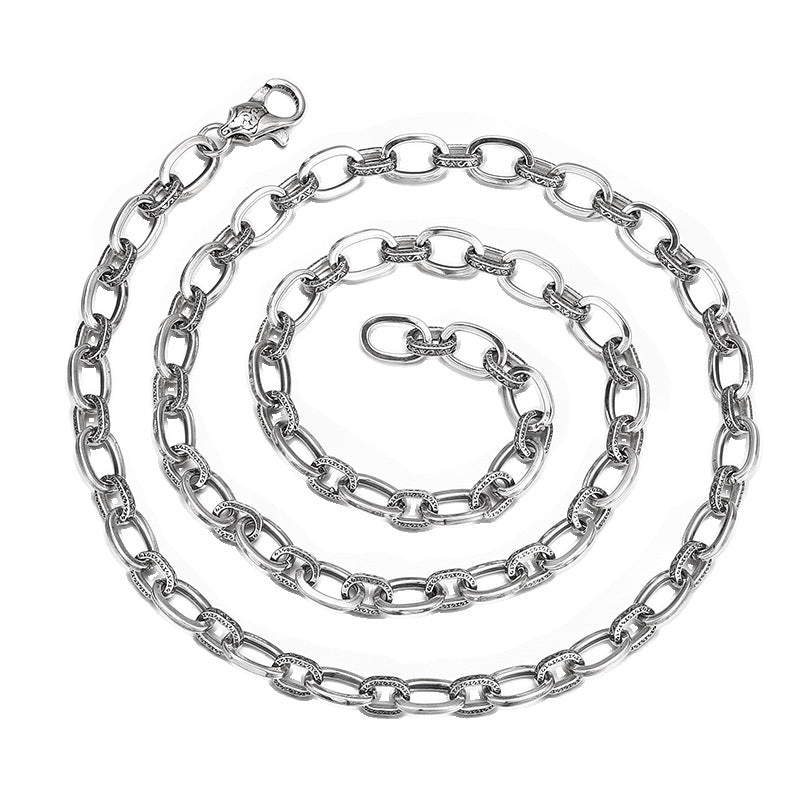 Men’s Sterling Silver Textured Oval Link Chain