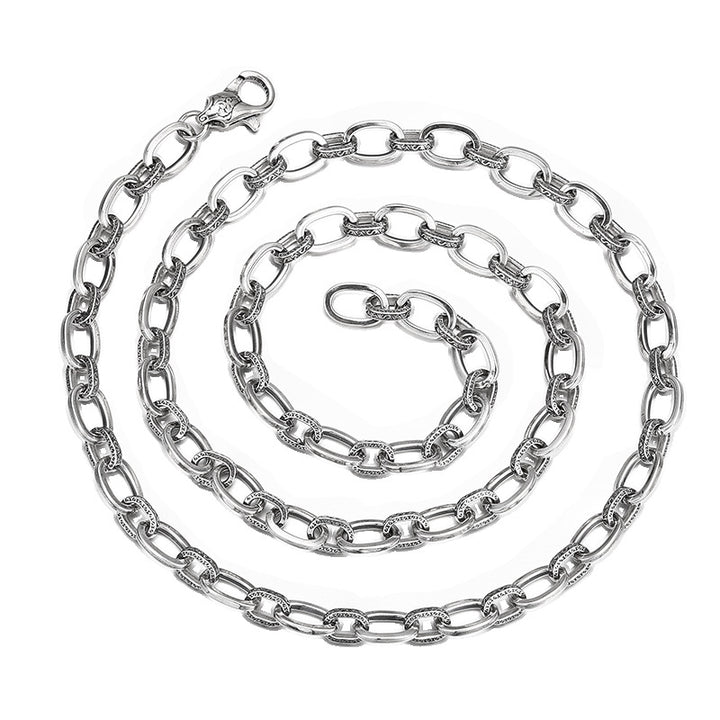 Men’s Sterling Silver Textured Oval Link Chain