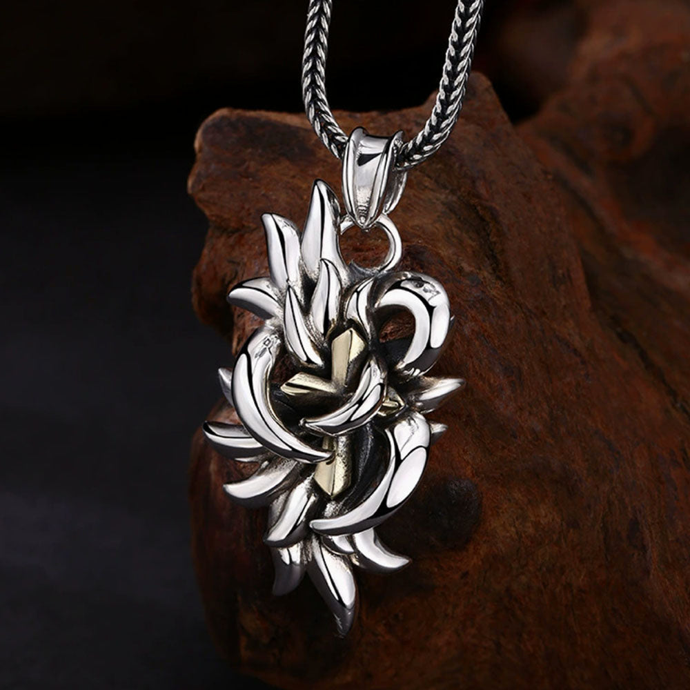 Men's Sterling Silver Thorns Tangled Cross Necklace