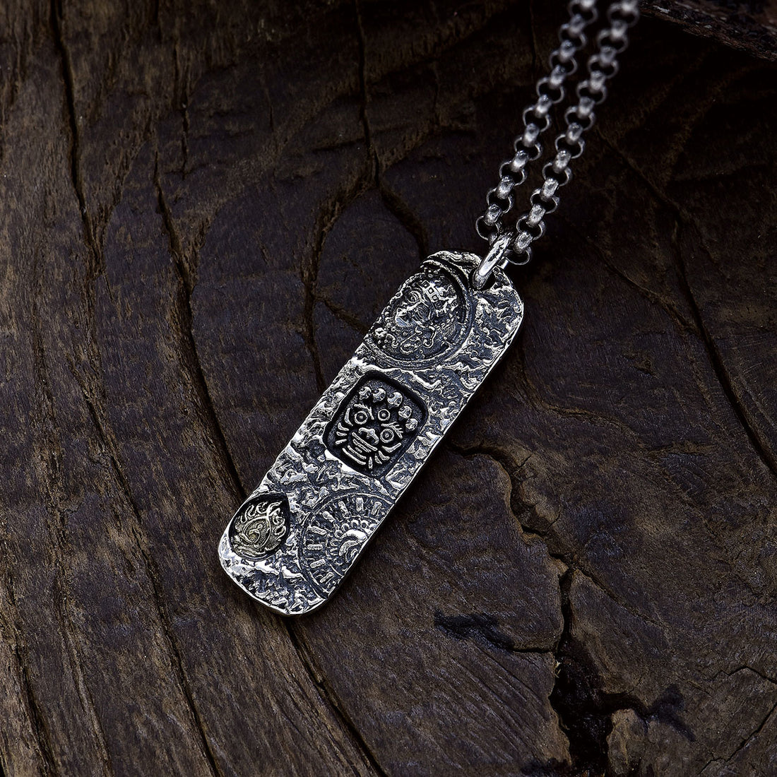 Men’s Sterling Silver Tibetan God of Wealth Necklace