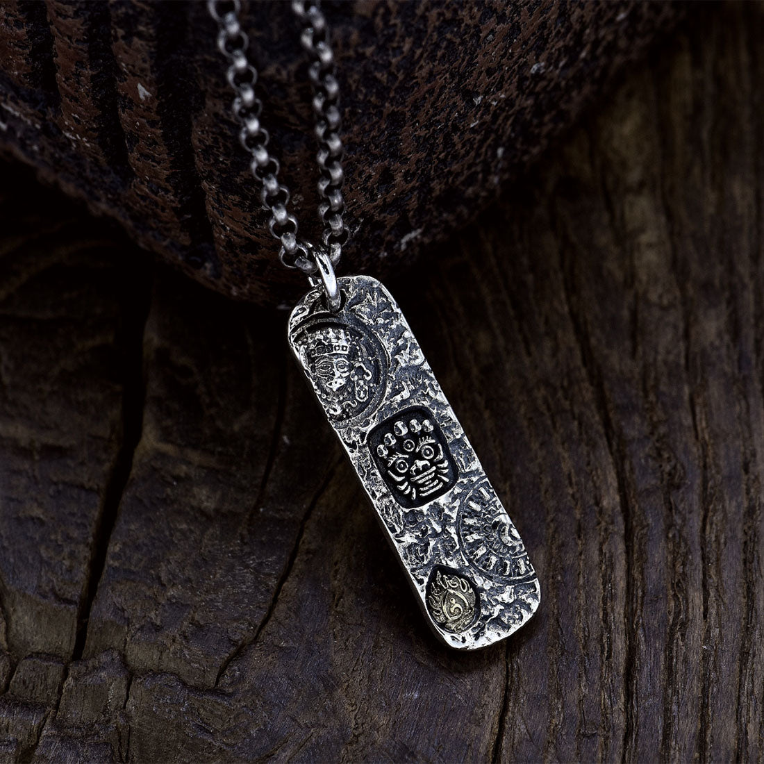 Men’s Sterling Silver Tibetan God of Wealth Necklace