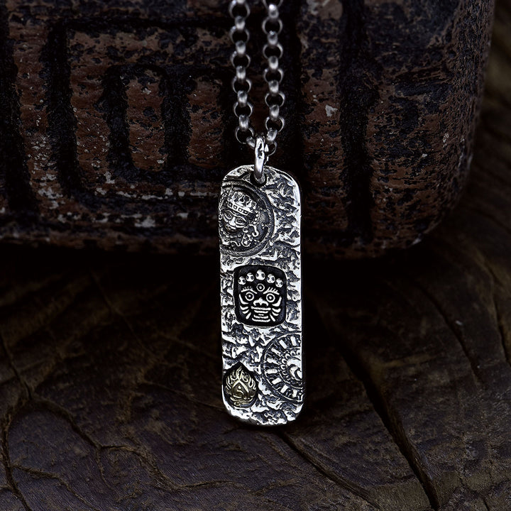 Men’s Sterling Silver Tibetan God of Wealth Necklace