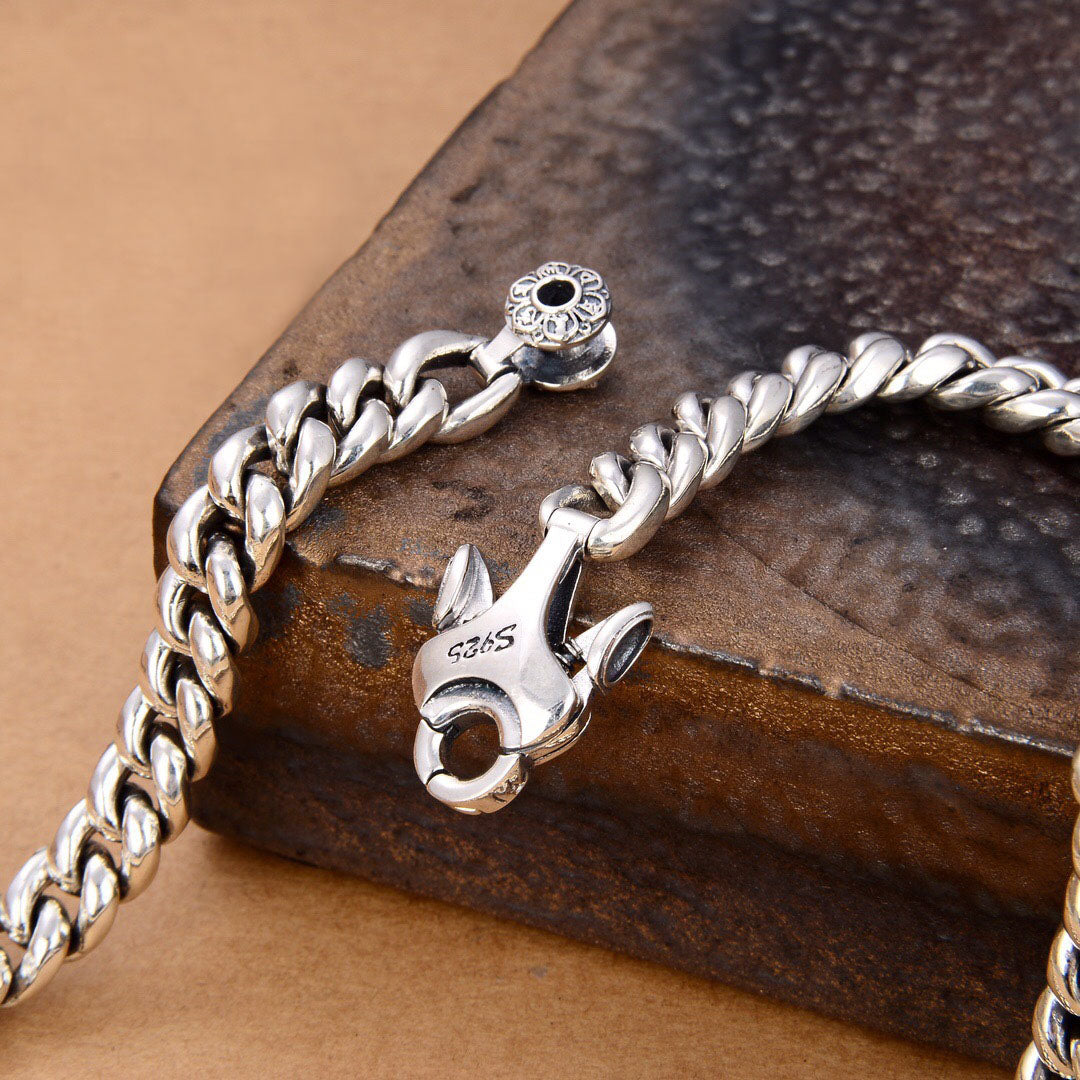 Men’s Sterling Silver Vajra Clasp Cuban Link Chain