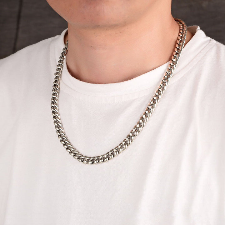 Men’s Sterling Silver Vajra Clasp Cuban Link Chain