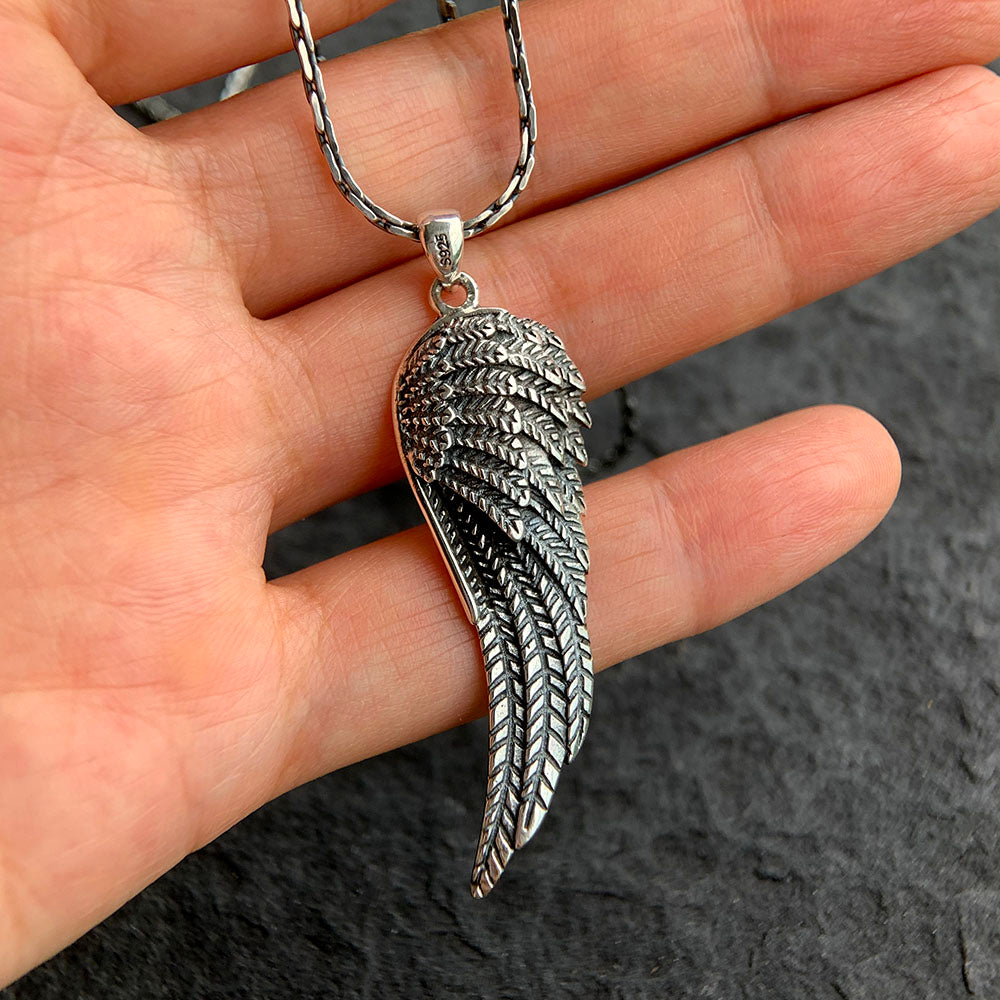 Men’s Sterling Silver Wing Pendant Necklace