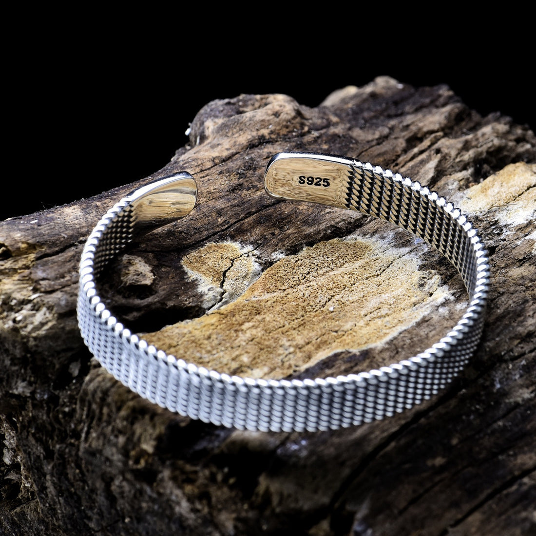 Men’s Sterling Silver Woven Mesh Cuff Bracelet