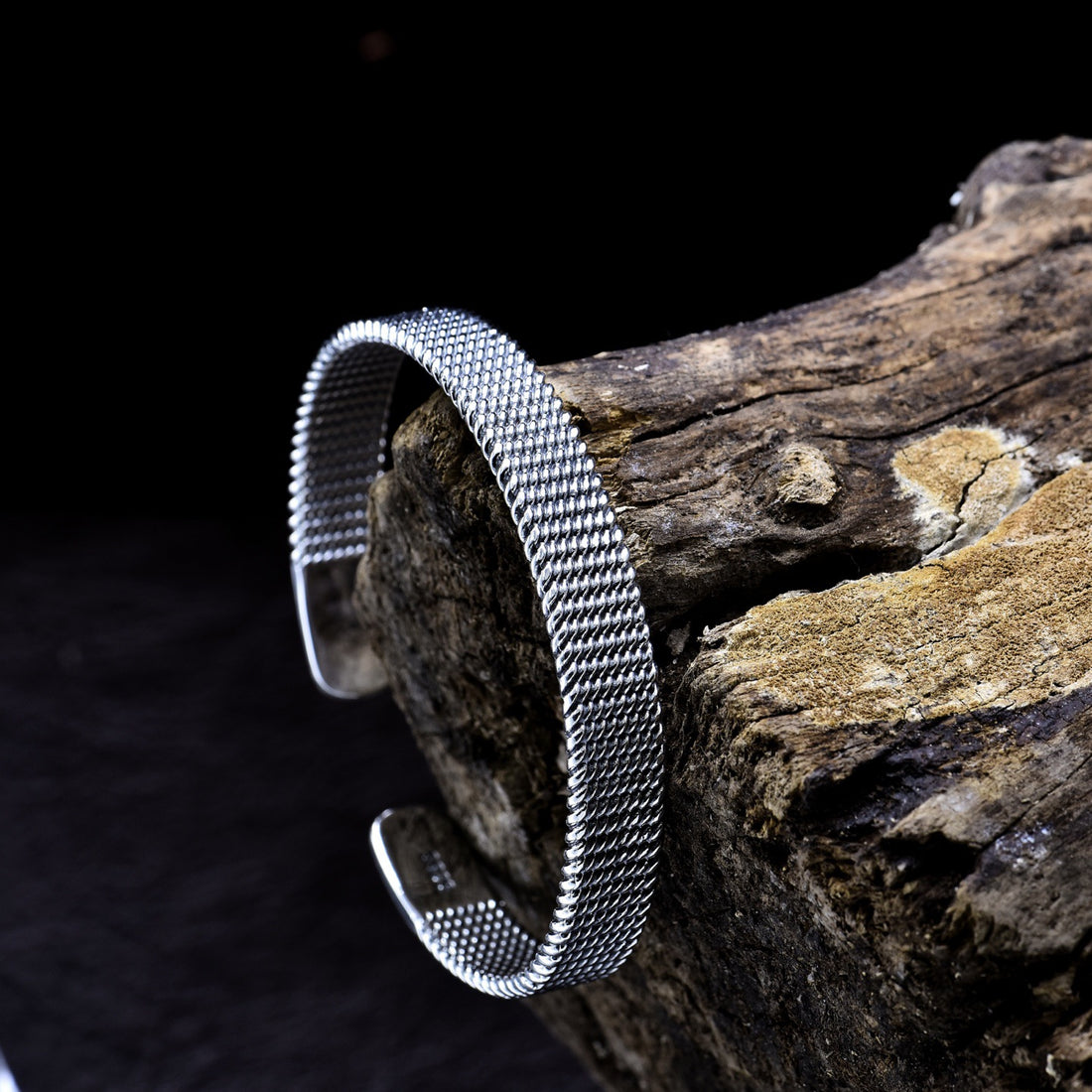 Men’s Sterling Silver Woven Mesh Cuff Bracelet