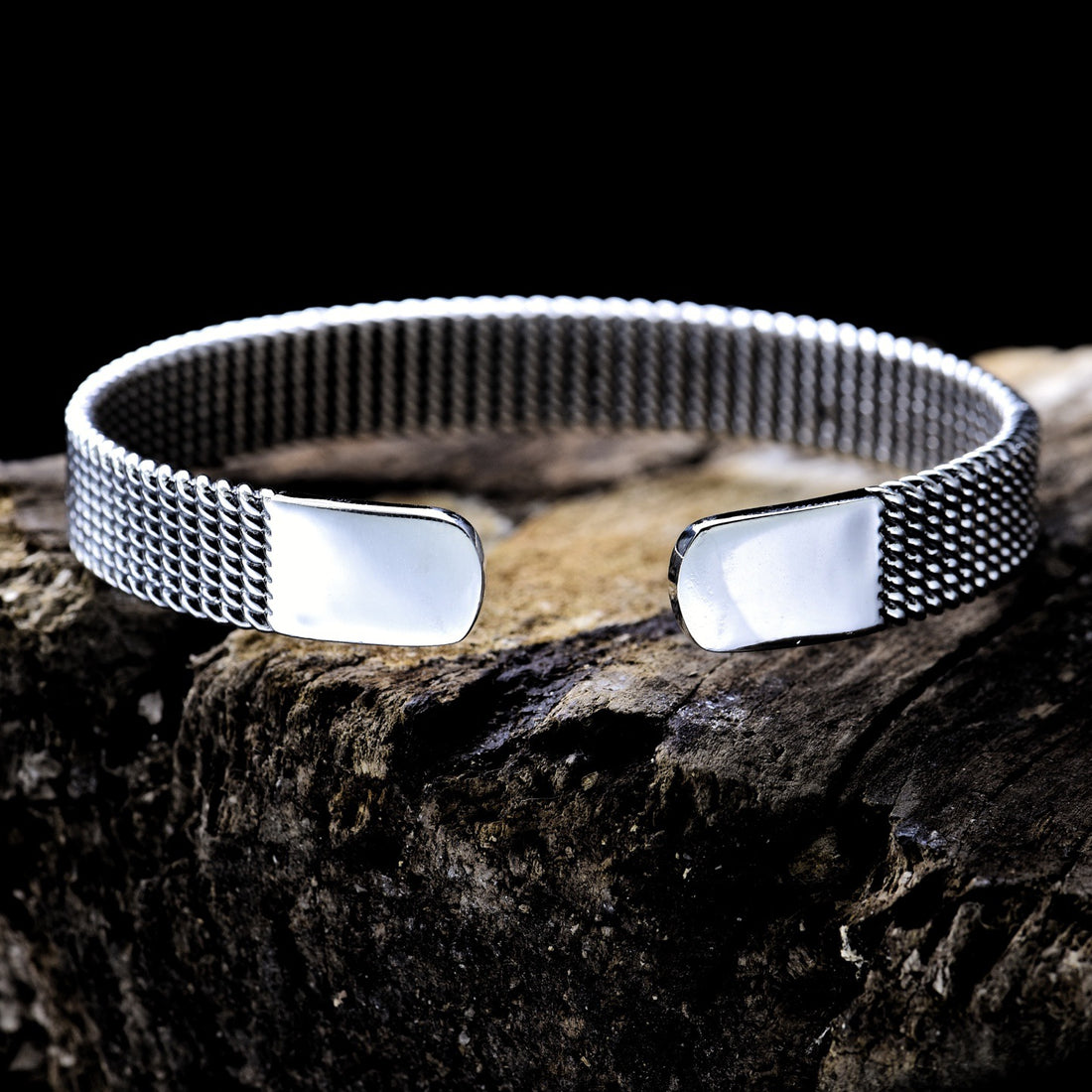 Men’s Sterling Silver Woven Mesh Cuff Bracelet