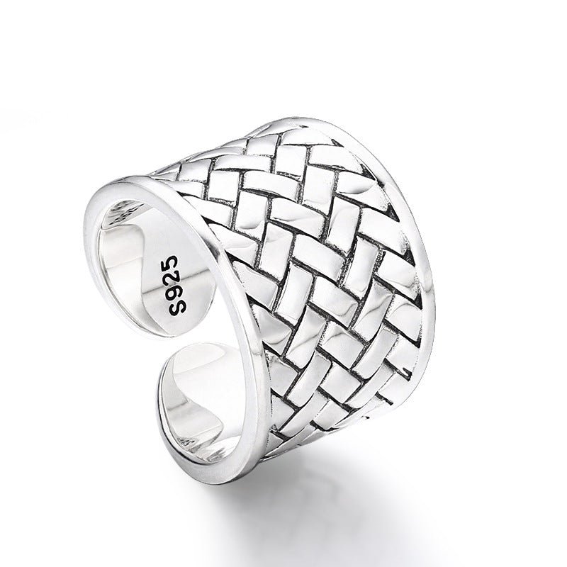 Men’s Sterling Silver Woven Pattern Open Ring