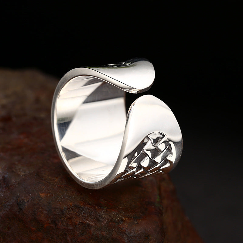 Men’s Sterling Silver Woven Pattern Open Ring