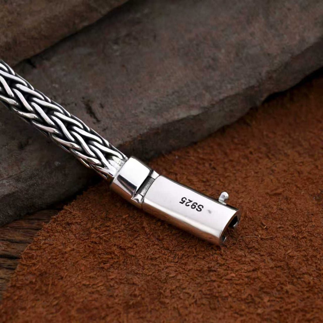 Men’s Sterling Silver Woven Wheat Chain Bracelet