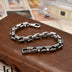 Men’s Sterling Silver Ivy Pattern Link Bracelet
