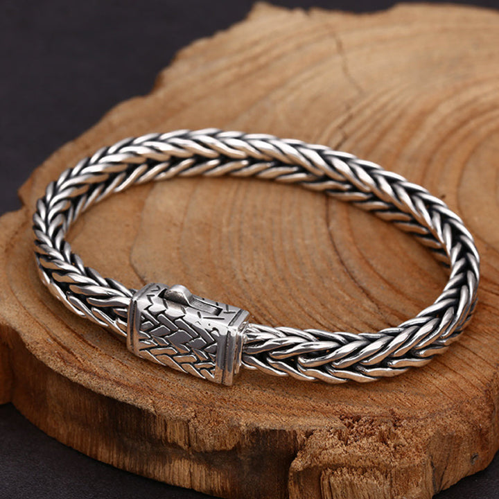 Sterling Silver Braided Chain Bracelet for Men