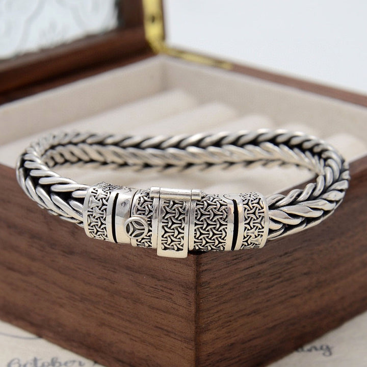 Sterling Silver Braided Chain Bracelet for Men