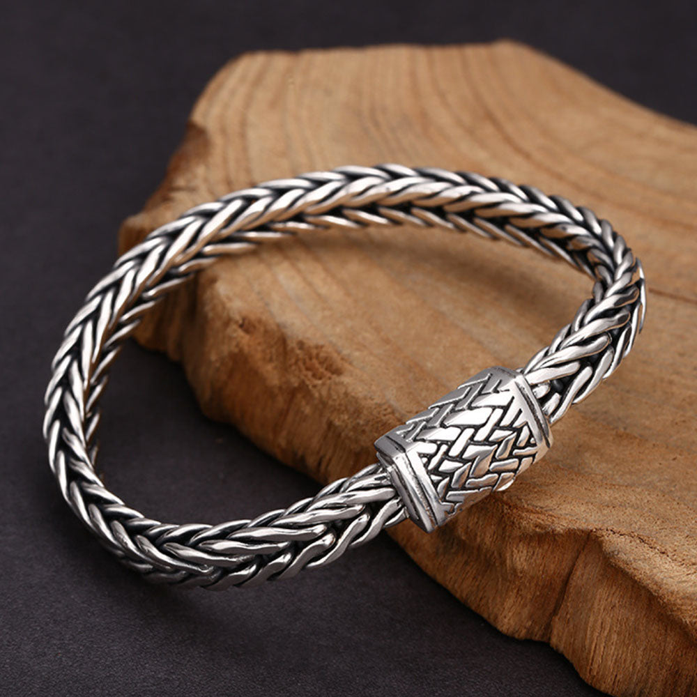 Sterling Silver Braided Chain Bracelet for Men