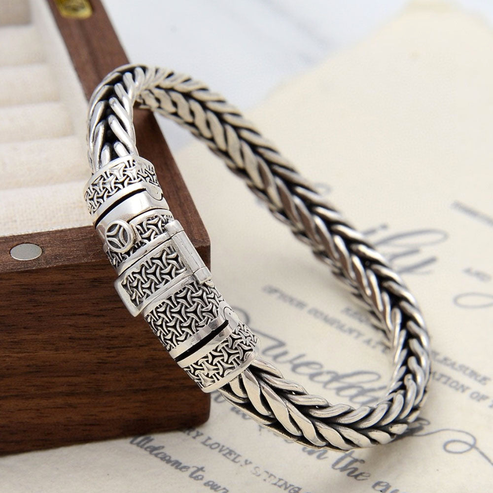 Sterling Silver Braided Chain Bracelet for Men