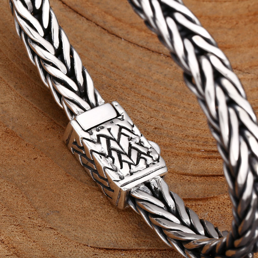 Sterling Silver Braided Chain Bracelet for Men