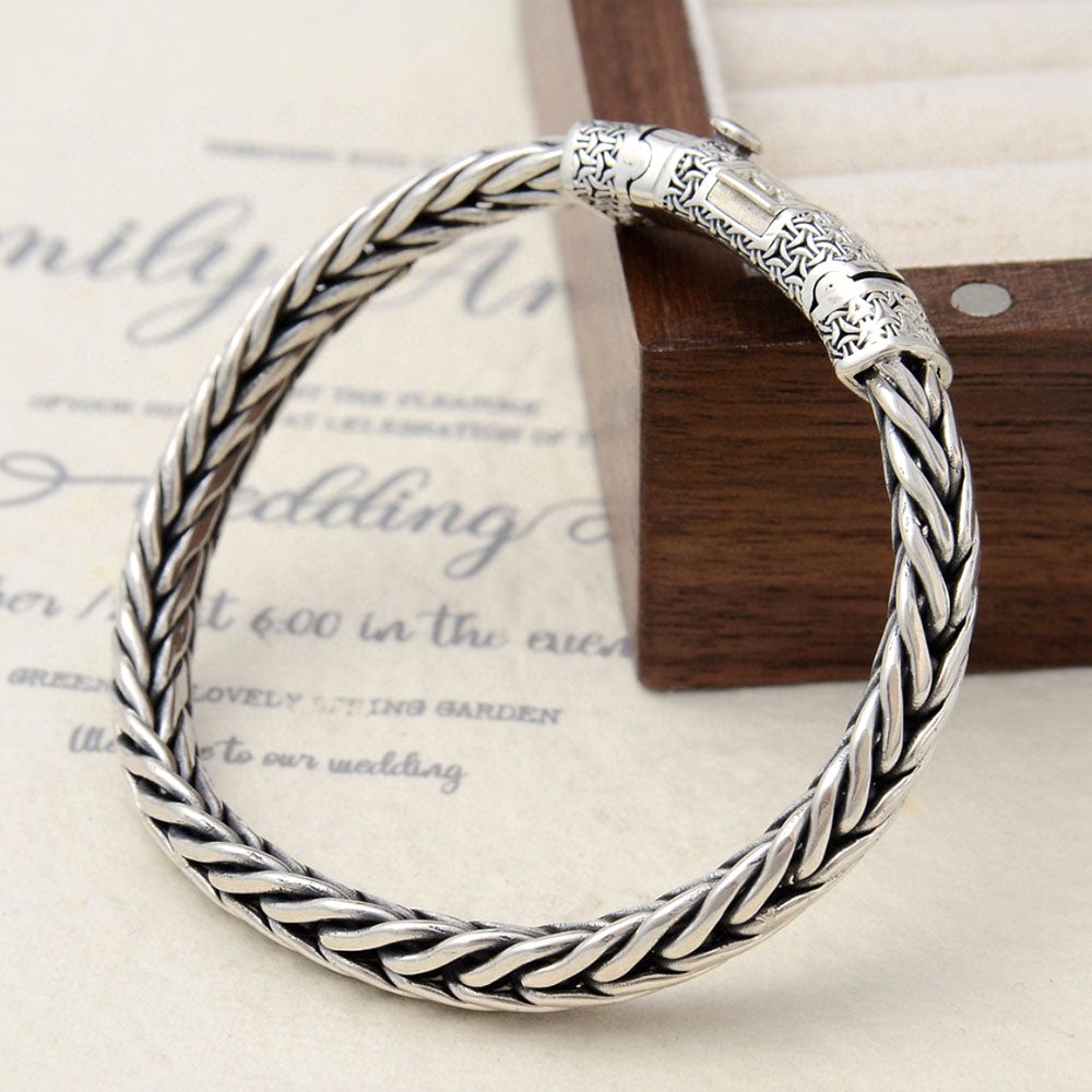 Sterling Silver Braided Chain Bracelet for Men