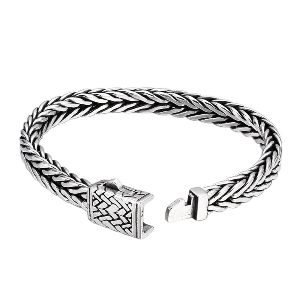 Sterling Silver Braided Chain Bracelet for Men