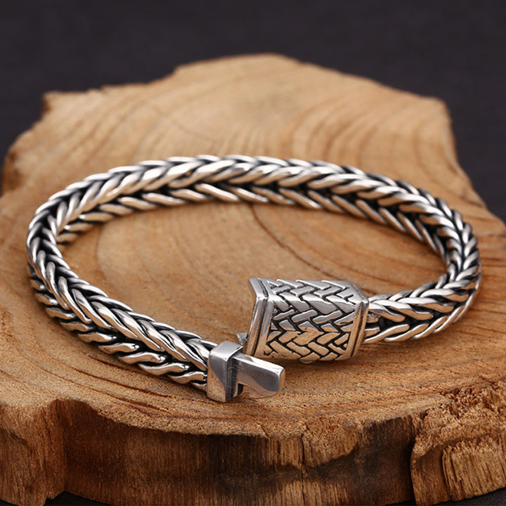 Sterling Silver Braided Chain Bracelet for Men