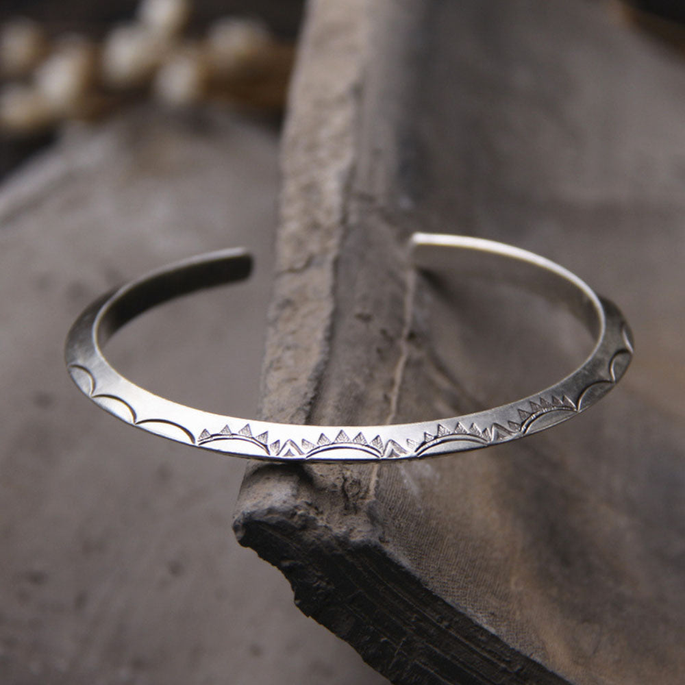 Sterling Silver Carved Cuff Bracelet