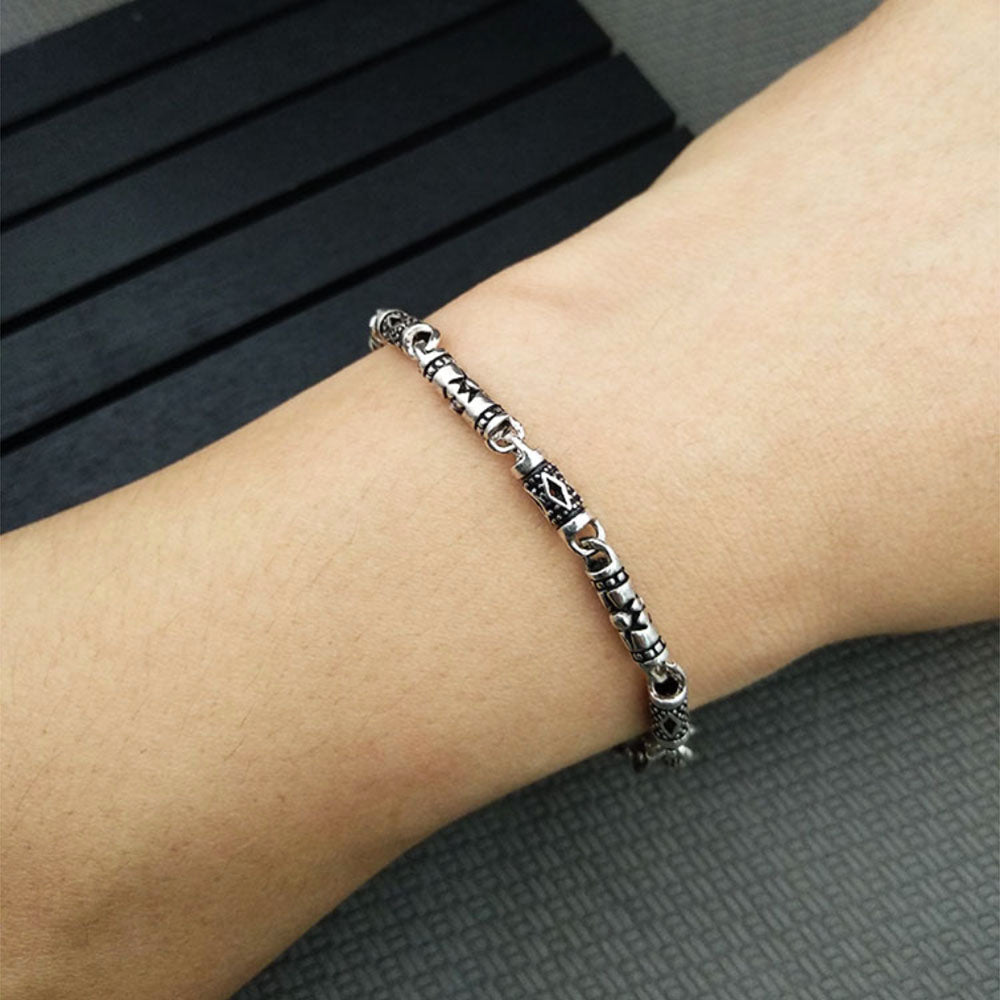 Pulsera de cadena de tubos tallados en plata de ley