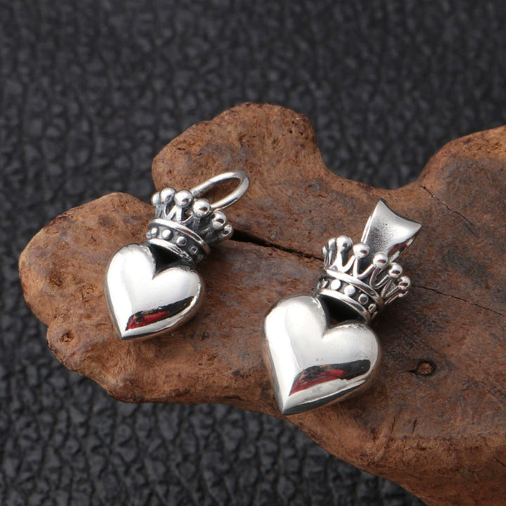 Sterling Silver Crown Heart Pendant Necklace