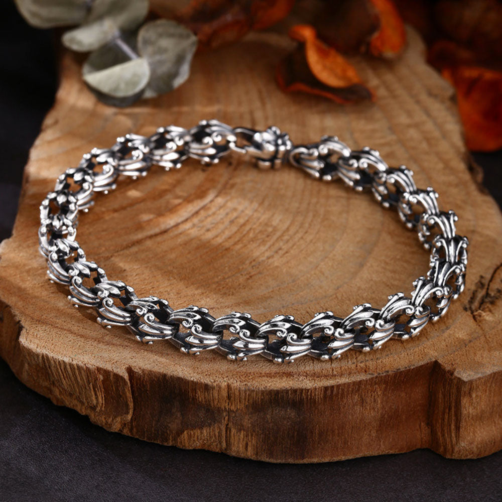 Sterling Silver Fleur de Lis Bracelet for Men