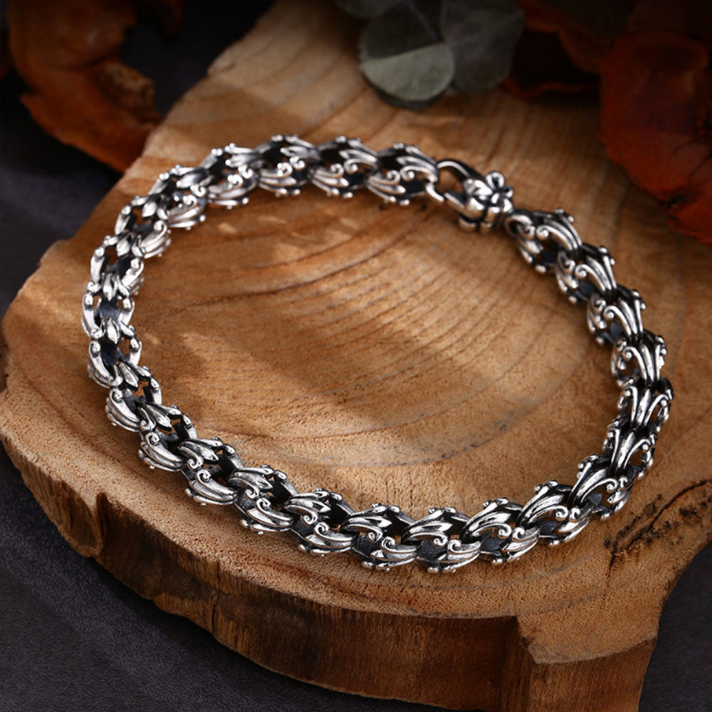 Sterling Silver Fleur de Lis Bracelet for Men