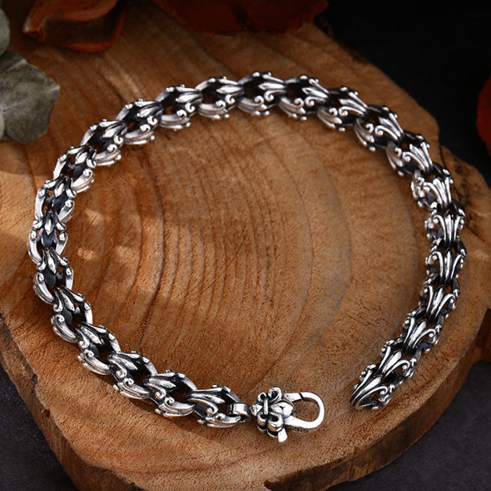 Sterling Silver Fleur de Lis Bracelet for Men - Jewelry1000.com