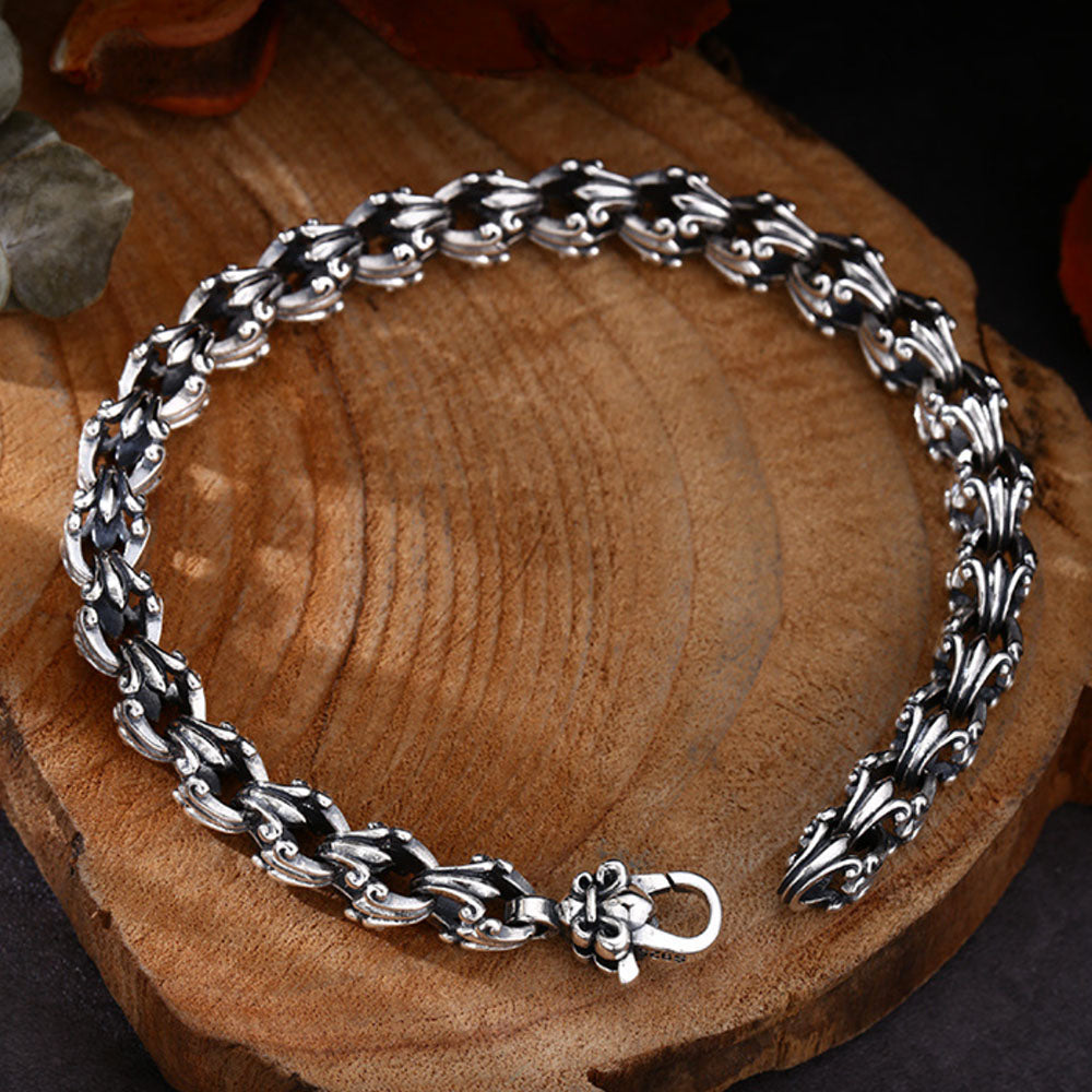 Sterling Silver Fleur de Lis Bracelet for Men