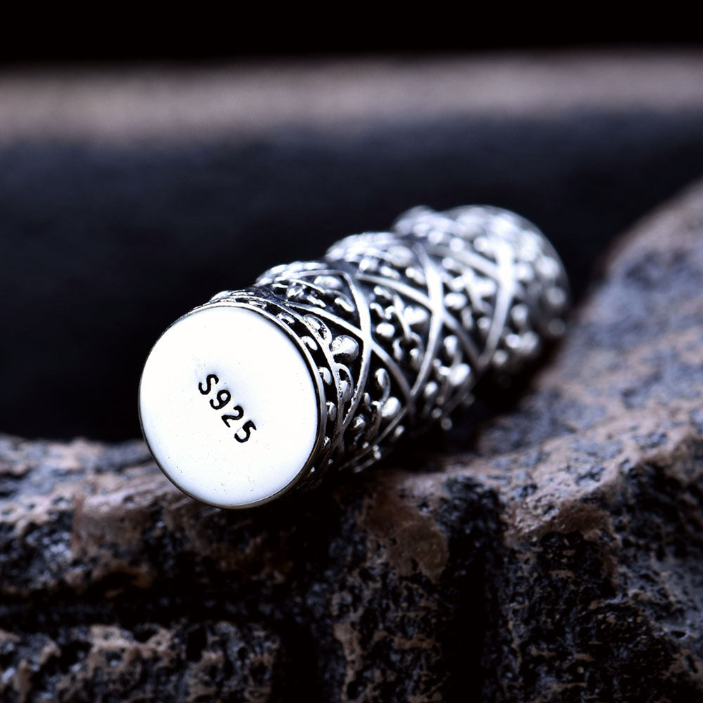 Sterling Silver Fleur-de-Lis Cylinder Pendant Necklace