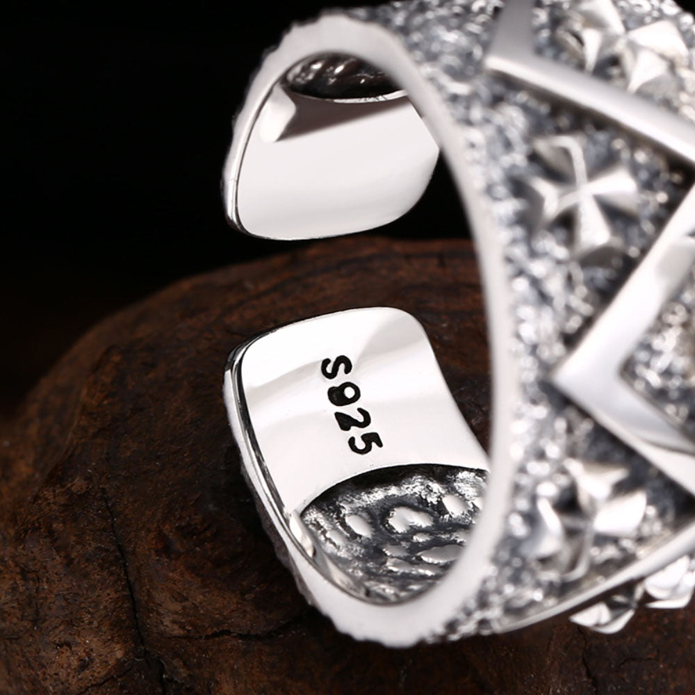 Sterling Silver Iron Crosses Ring for Men