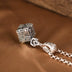 Sterling Silver Ivy Pattern Cube Pendant Necklace