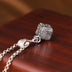Sterling Silver Ivy Pattern Cube Pendant Necklace