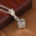 Sterling Silver Ivy Pattern Cube Pendant Necklace