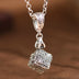 Sterling Silver Ivy Pattern Cube Pendant Necklace