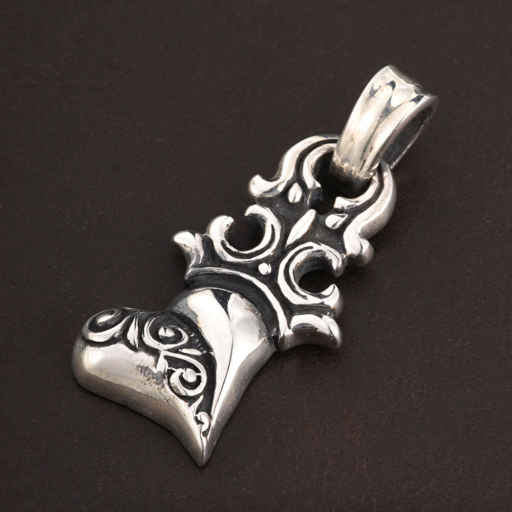 Sterling Silver Ivy Pattern Heart Pendant Necklace