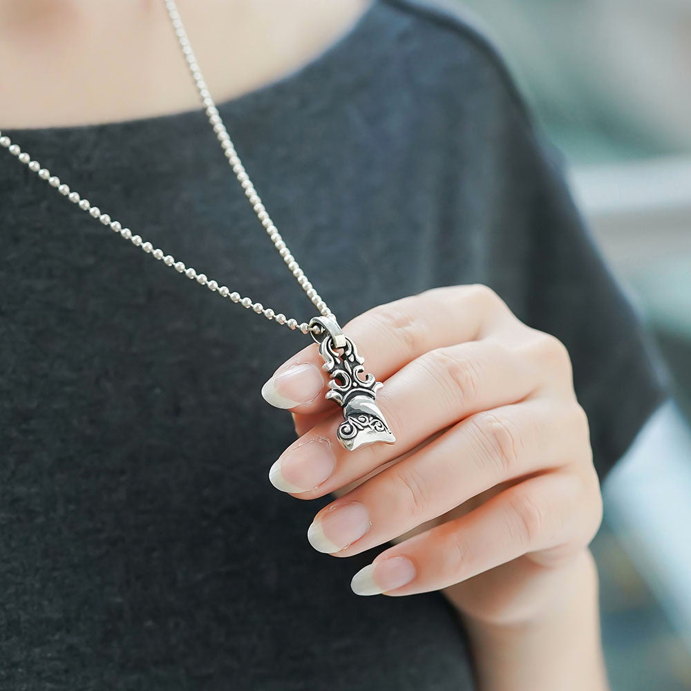 Sterling Silver Ivy Pattern Heart Pendant Necklace