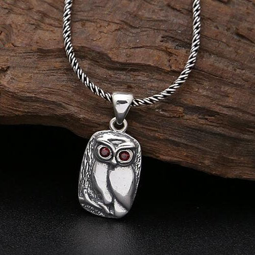 Sterling Silver Owl Pendant Necklace