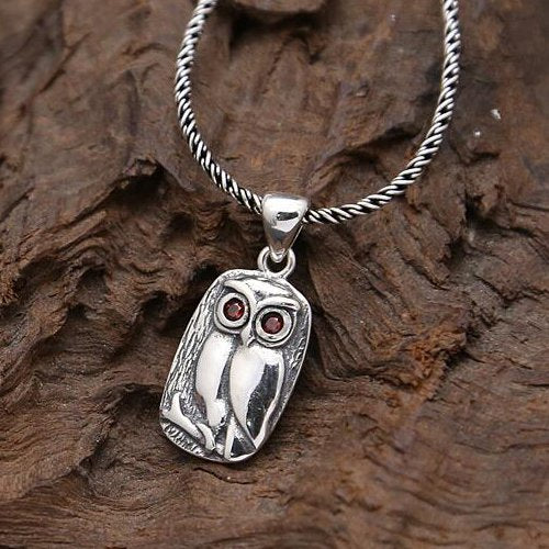 Sterling Silver Owl Pendant Necklace