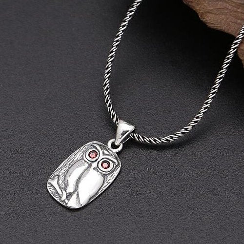 Sterling Silver Owl Pendant Necklace