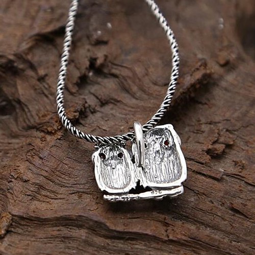 Sterling Silver Owls Pendant Necklace