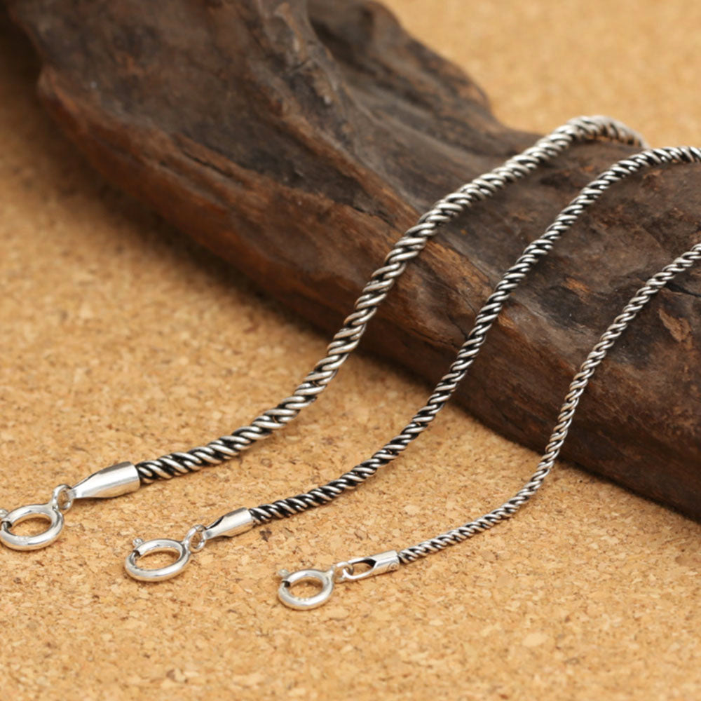 1-2 mm Sterling Silver Rope Chain 16"-24"