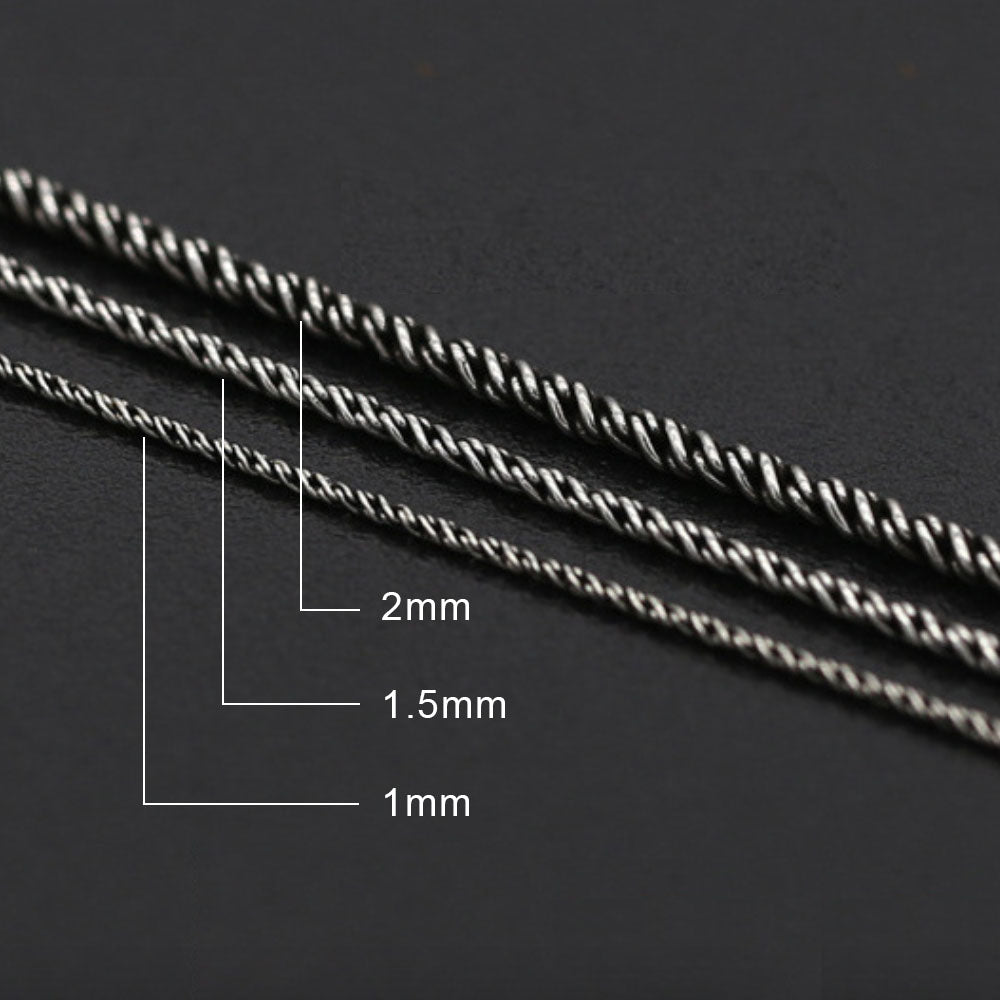 Chaîne corde en argent sterling 1-2 mm 16"-24"