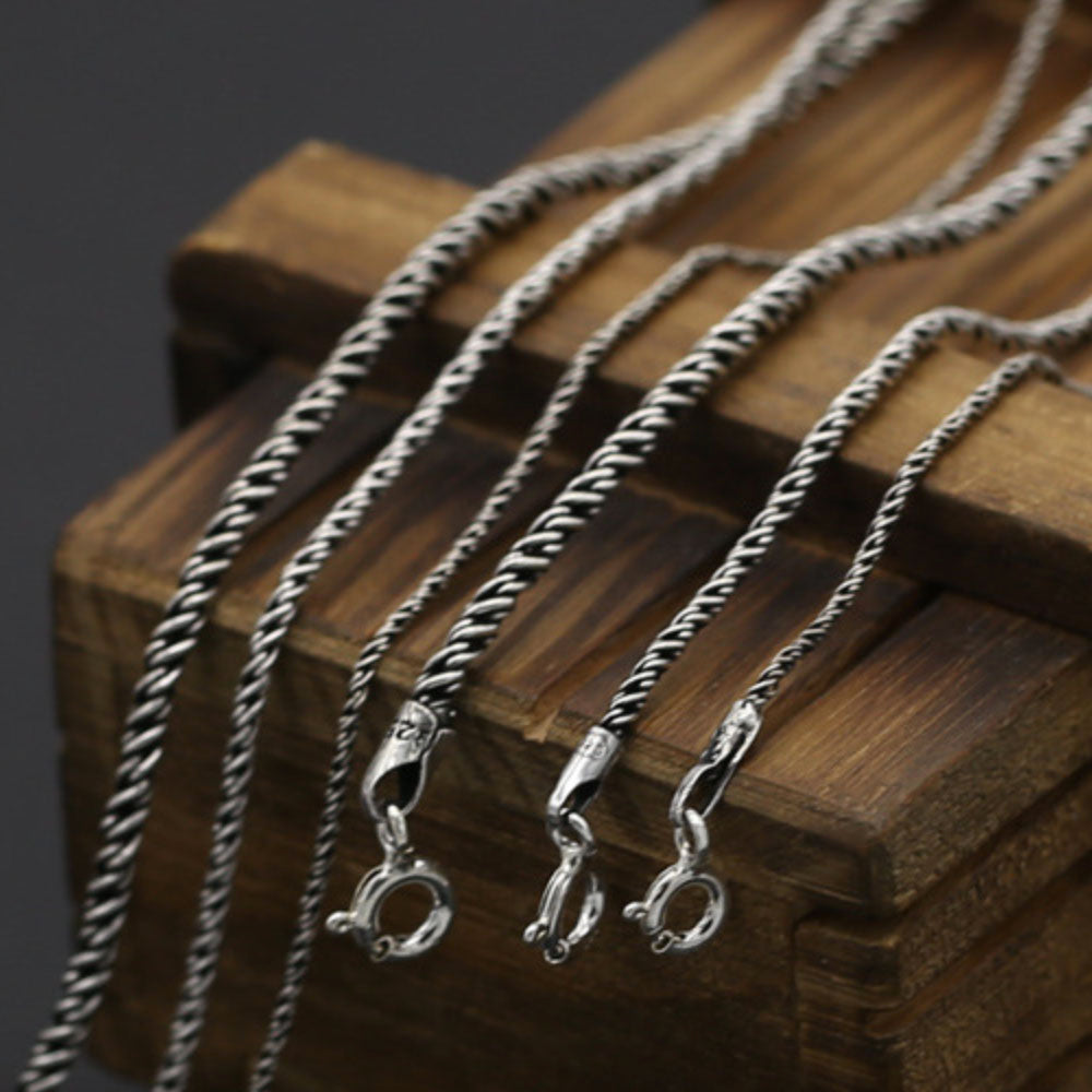 1-2 mm Sterling Silver Rope Chain 16"-24"