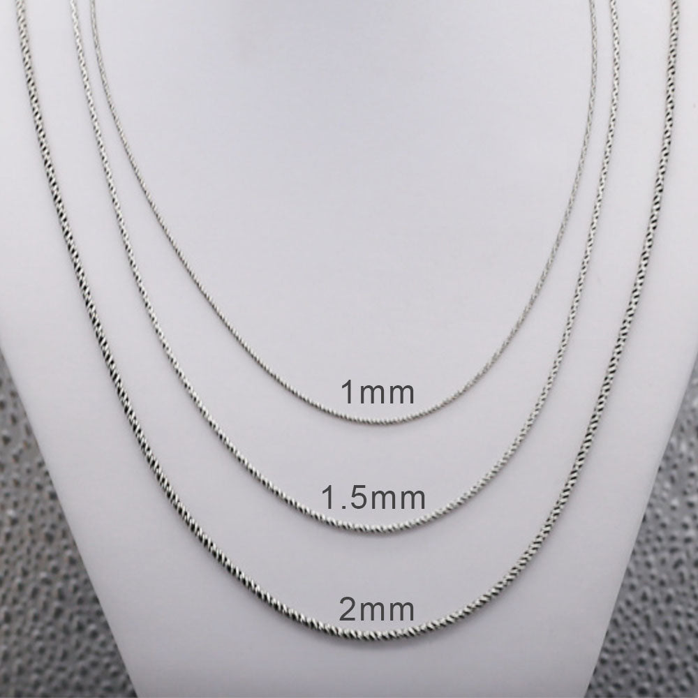 Chaîne corde en argent sterling 1-2 mm 16"-24"