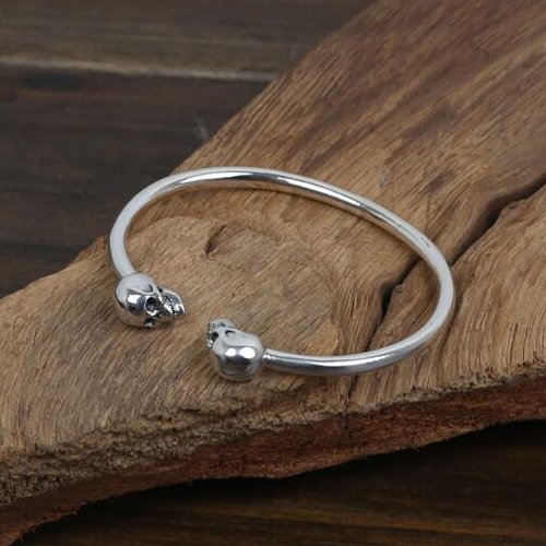 Sterling Silver Skulls Cuff Bracelet