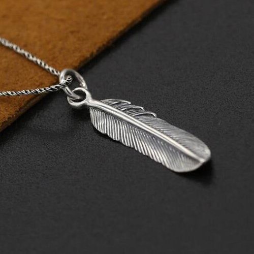 Sterling Silver Tiny Feather Pendant Necklace